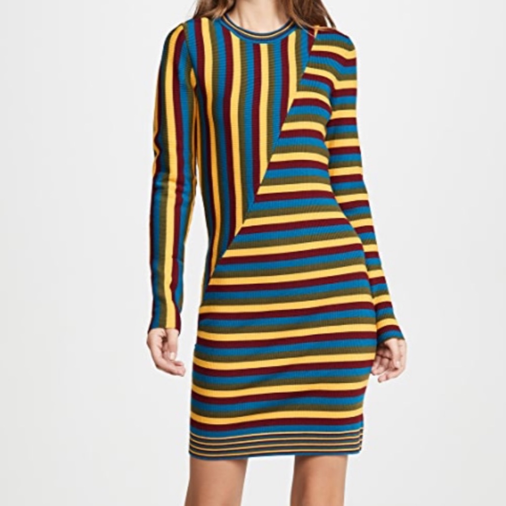 Victor Glemaud Long Sleeve Striped Mini Dress